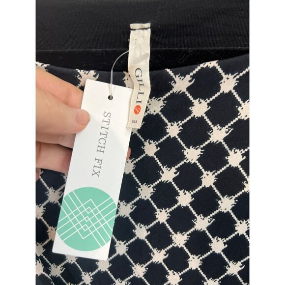 Gilli Viola Dress Stitchfix Black Whiite Novelty Print Knee Length Dress Sz XL - Picture 3 of 7